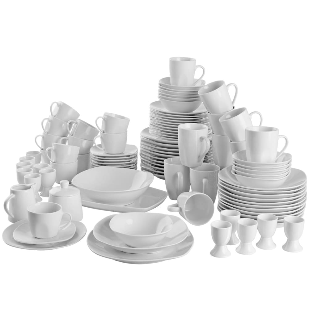 CreaTable Serie Diana: Set Di Piatti In Vetro Da 12 Pezzi Per 4 Persone, Colore Nero, Lavabile In Lavastoviglie E Microonde, Prodotto In Europa