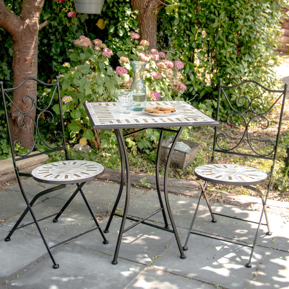 Bistroset mit 2 Stühlen mit Mosaik Design, toskanischer stil Camilla