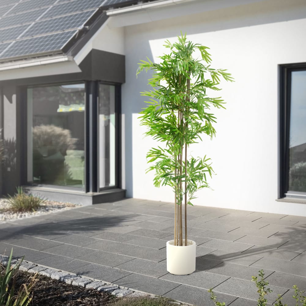 Künstlicher Bambus 210 cm groß mit Echtholzstamm für Indoor/Outdoor