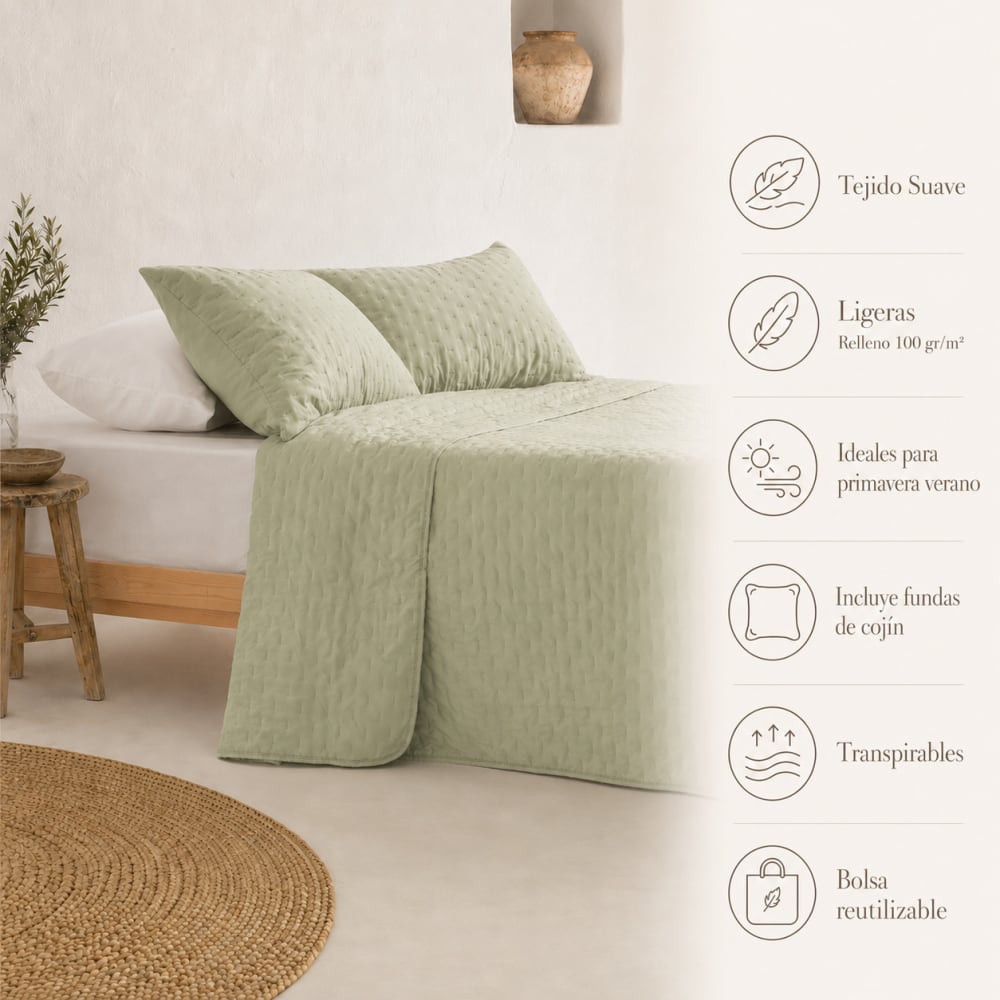Lanovenanube Couvre-lit bouti Naima - Lit 90 (180 x 270 cm) - Couleur beige