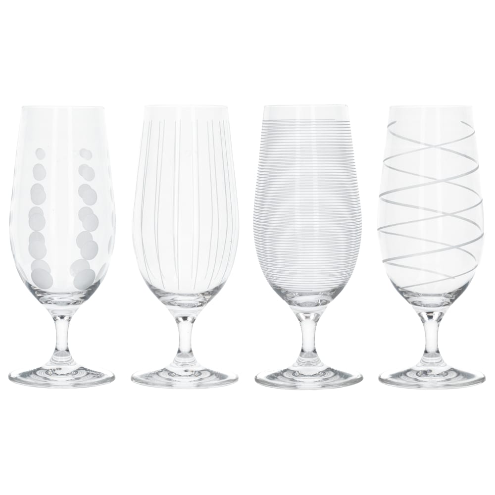 4er Set Pilsgläser mit Stiel aus Kristallglas Klar 460ml Cheers