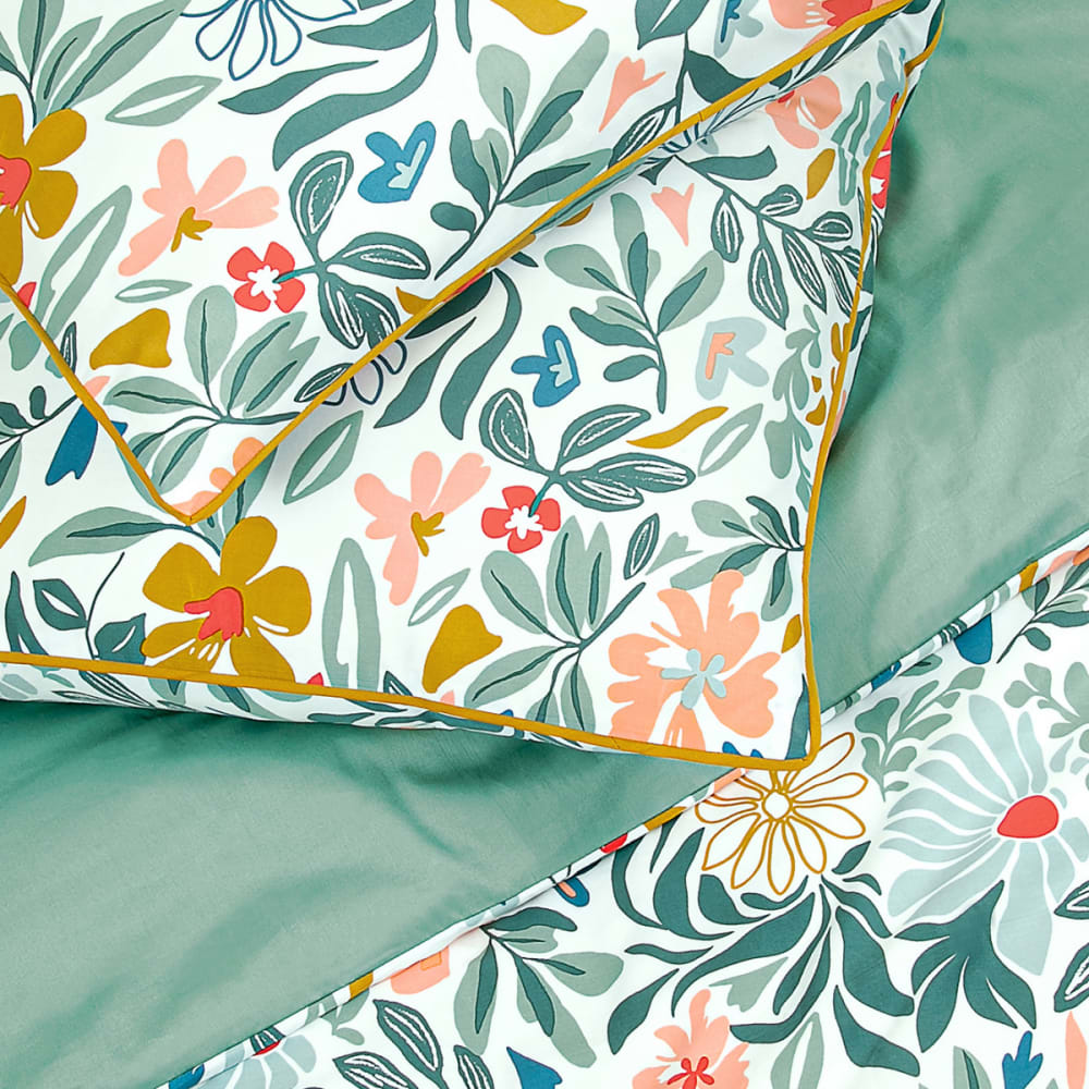 Parure De Lit Threadmill 3 Pièces 100% Coton - 600 Fils - Lit Simple - Vert Sauge - Drap Housse Poche Profonde 38cm - Tissu Satiné Rafraîchissant