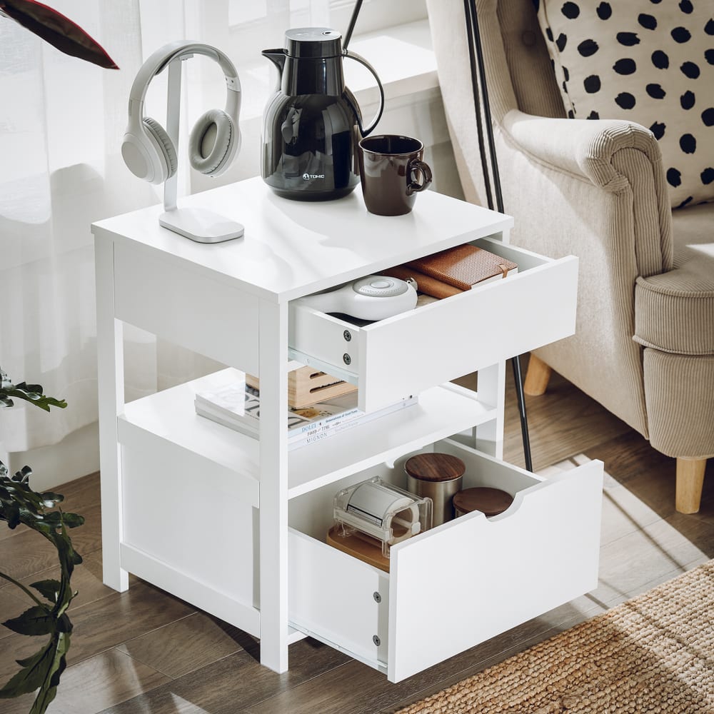 Beistelltisch Sofatisch Nachttisch Boxspringbett aus MDF(E1) Weiß