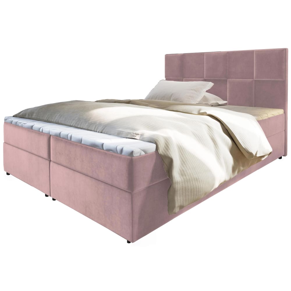 Boxspringbett 140x200 cm mit Matratze und Topper - Rosa Prata