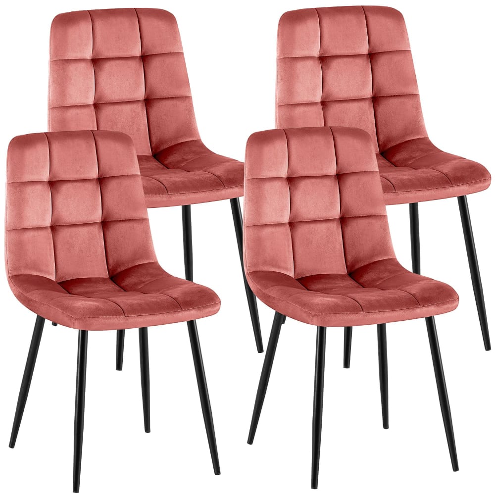 4er Set Stühle mit Metallgestell und Sitz aus Samt rosa Antibes