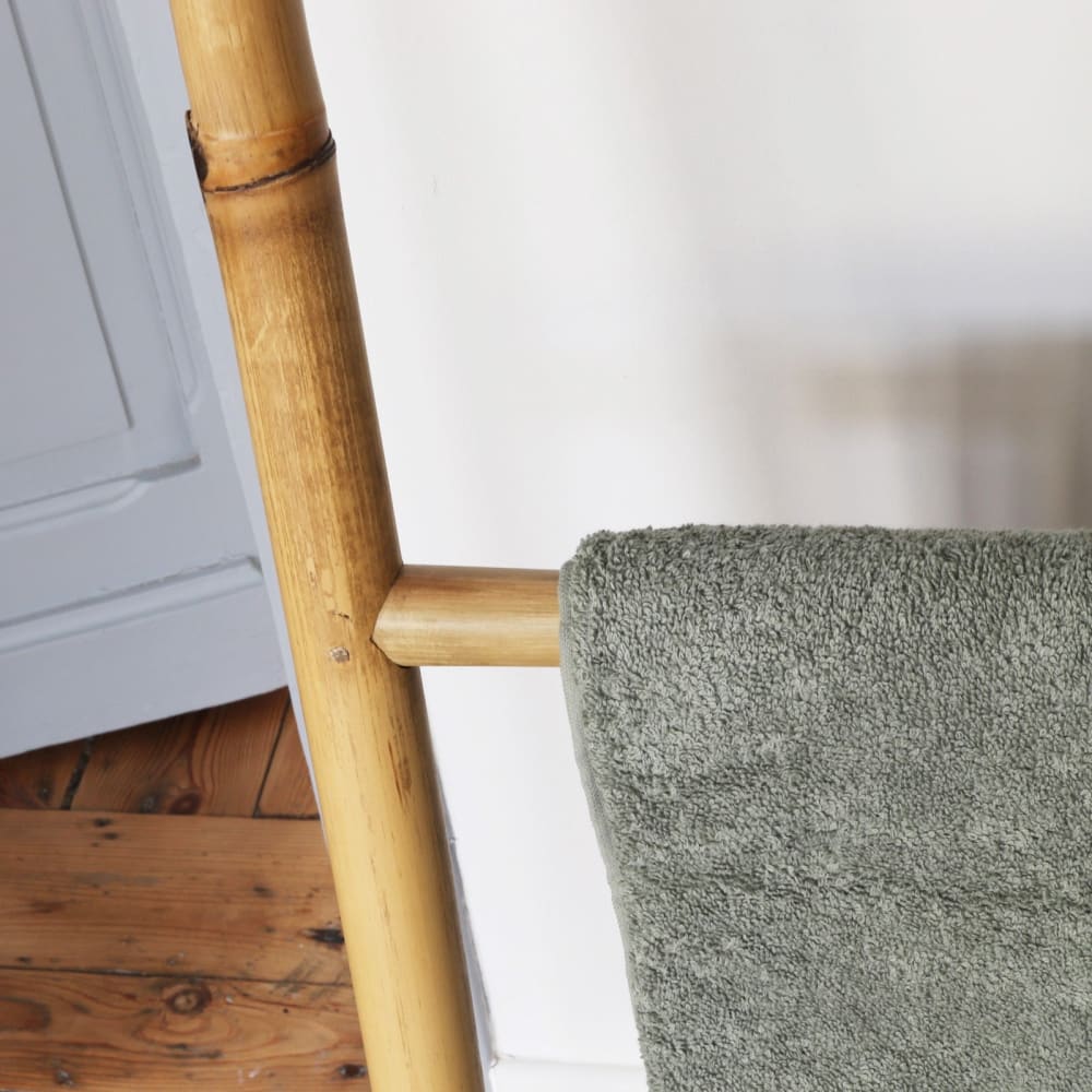 Échelle Décorative Bambou Naturel Spetebo 170cm - Porte-Serviettes Mural Maison Campagne
