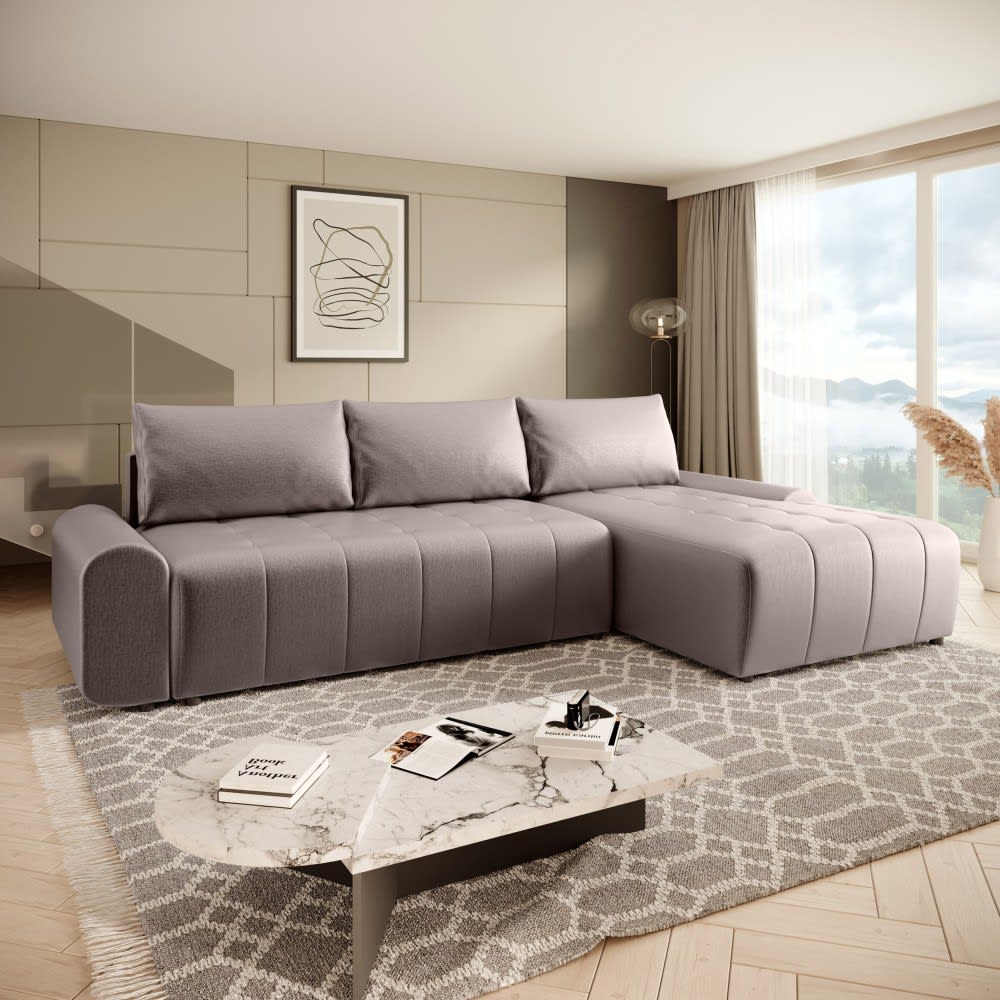 Ecksofa mit Schlaffunktion, beige, rechts Costa l