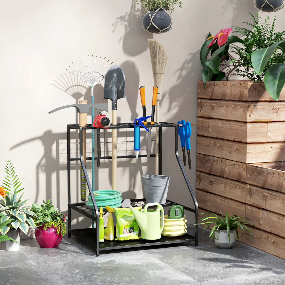 Coselena Étagère Rangement Outils Jardin 160 Cm - Organiseur Mural Métal Pour Abri De Jardin