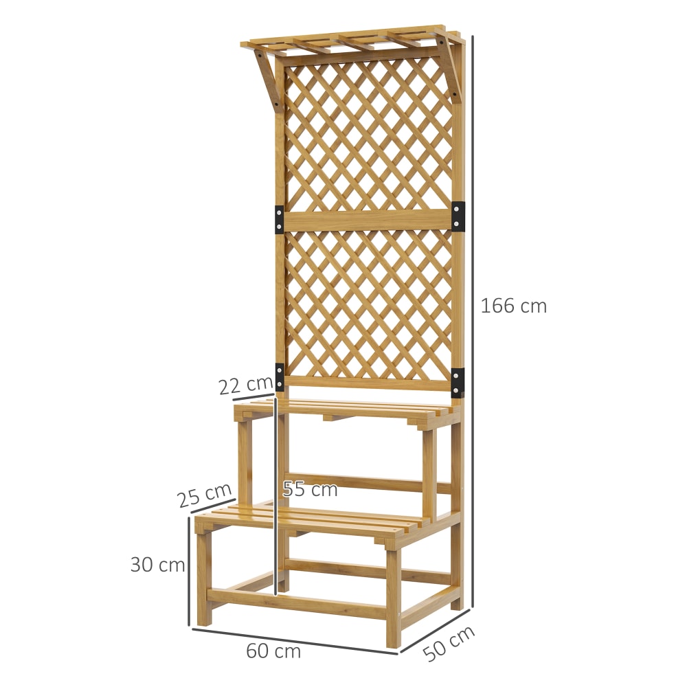 Porte Plante En Bois Vintage 2 Plateaux – Hauteur 100 Cm, Largeur 30 Cm, Idéal Pour Déco Intérieur