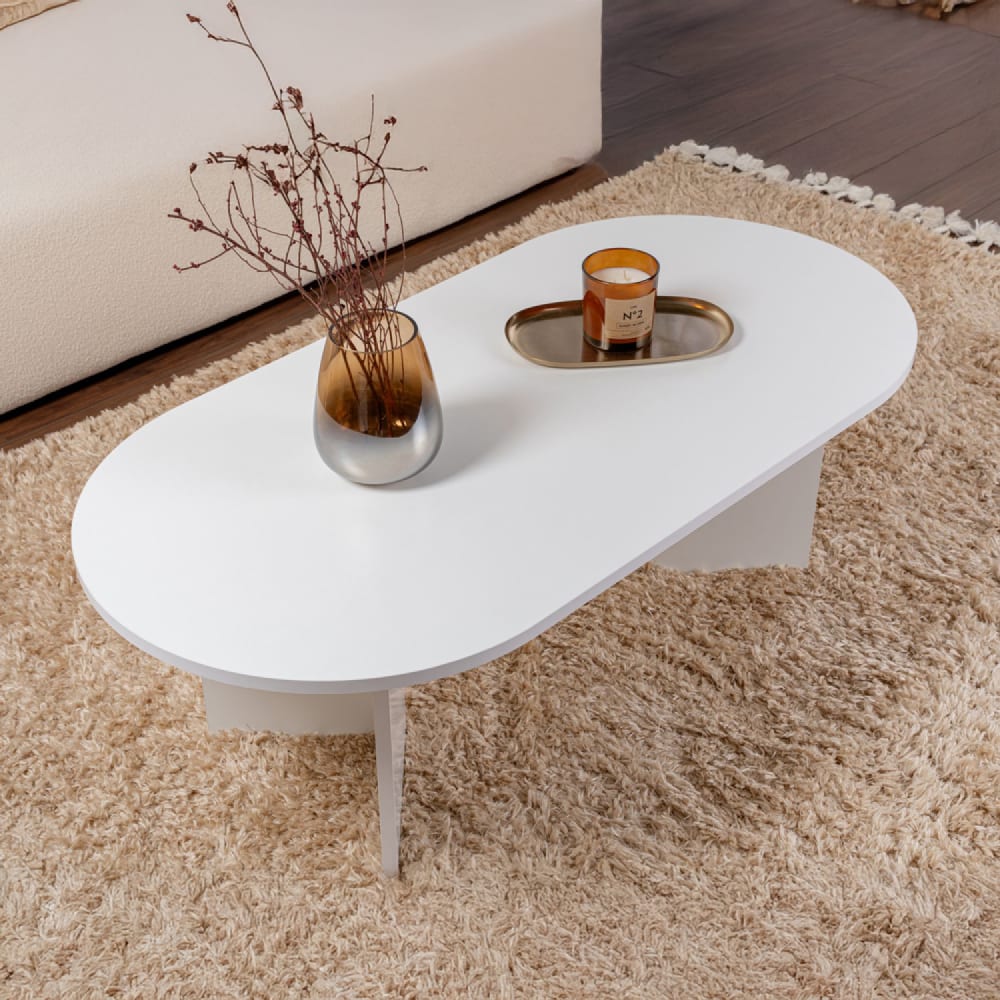 Ovaler Couchtisch weiß 119 x 60 cm Azos