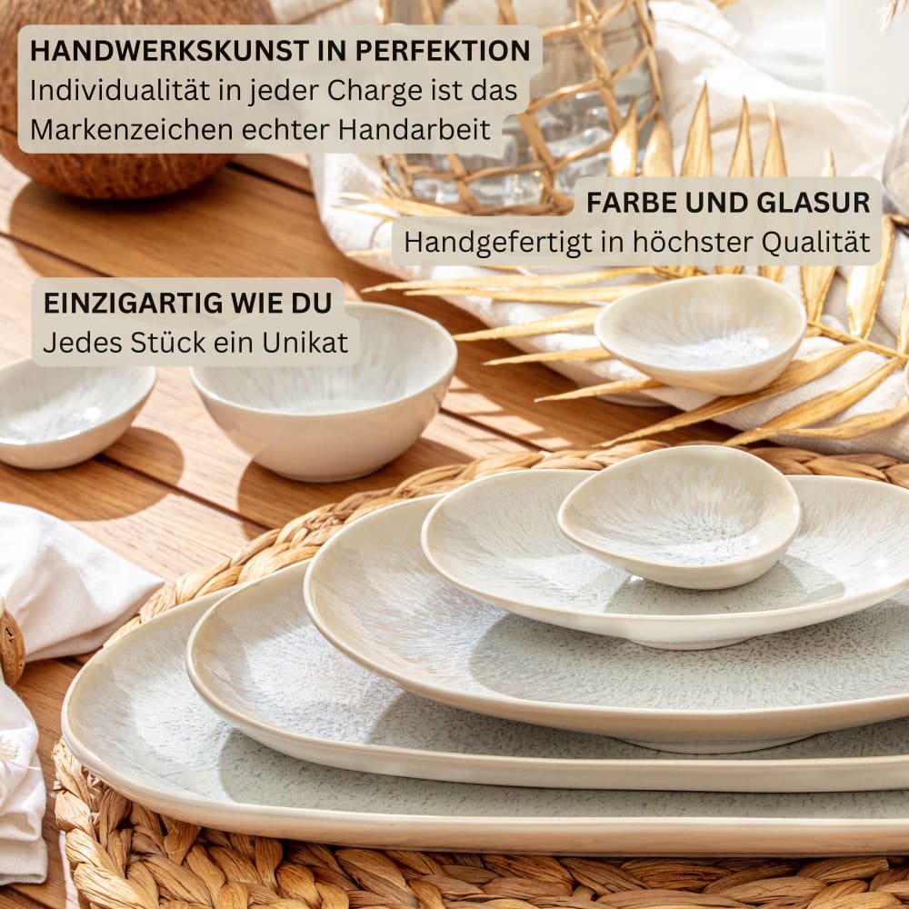 11-teiliges Set Servierplatten aus Steingut, creme Korfu