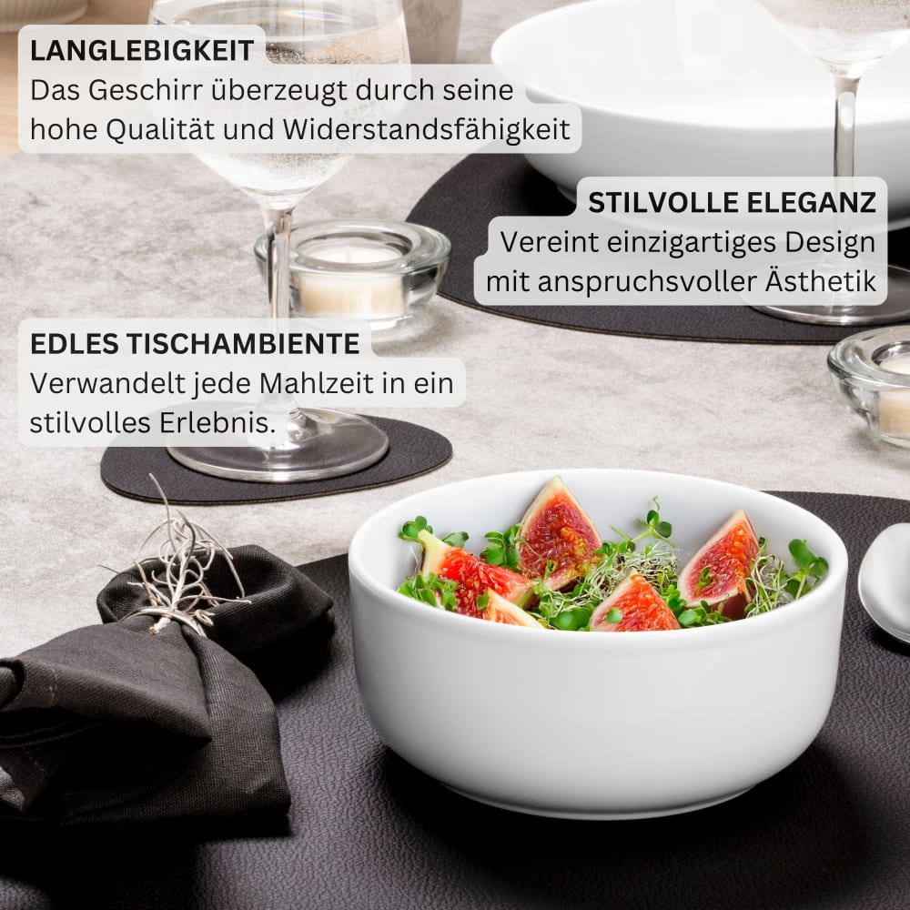 6er Set Müslischalen aus Porzellan, weiß Marlo
