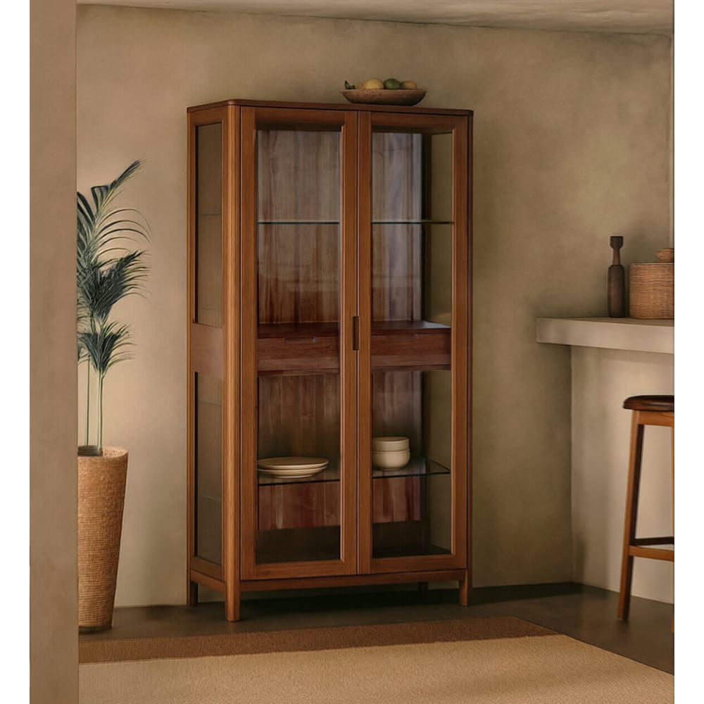 Vitrine aus Holz, H 190 cm, braun Oporto