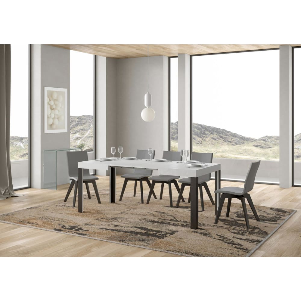 Ausziehtisch 70X100/194 cm in Holzoptik Esche weiß, Eisen Linea
