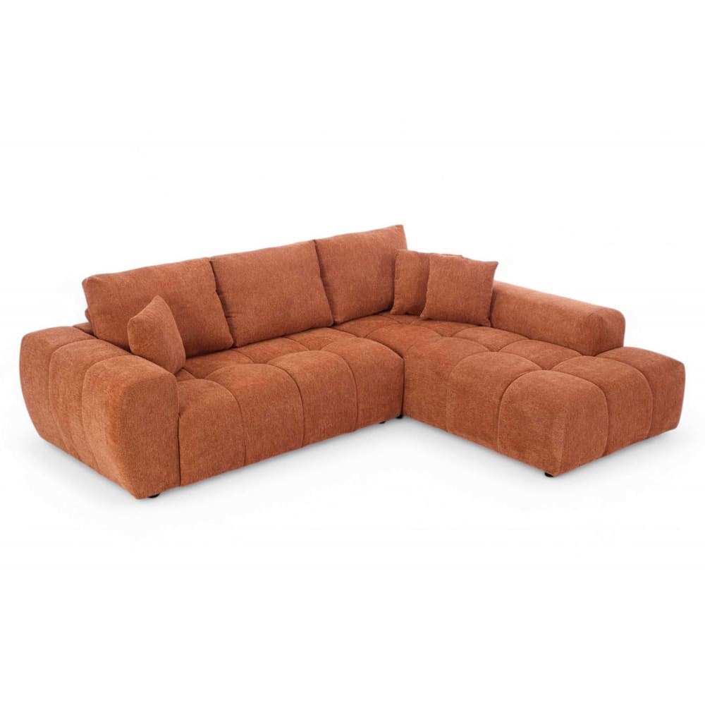 Canapé d'angle droit en tissu 3 places terracotta L 270 cm