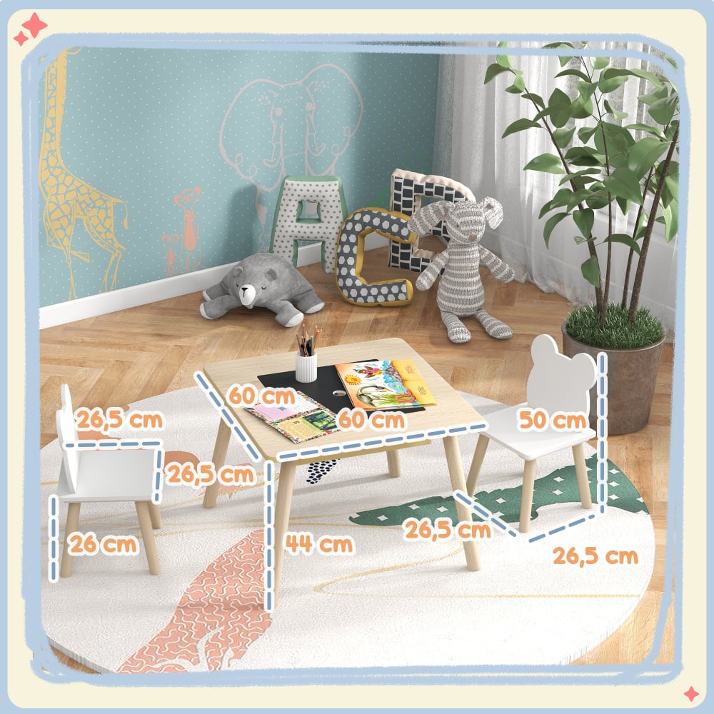 Predolo Meubles Miniatures 1:6 - Table Et 2 Chaises Bois Pour Maison De Poupée