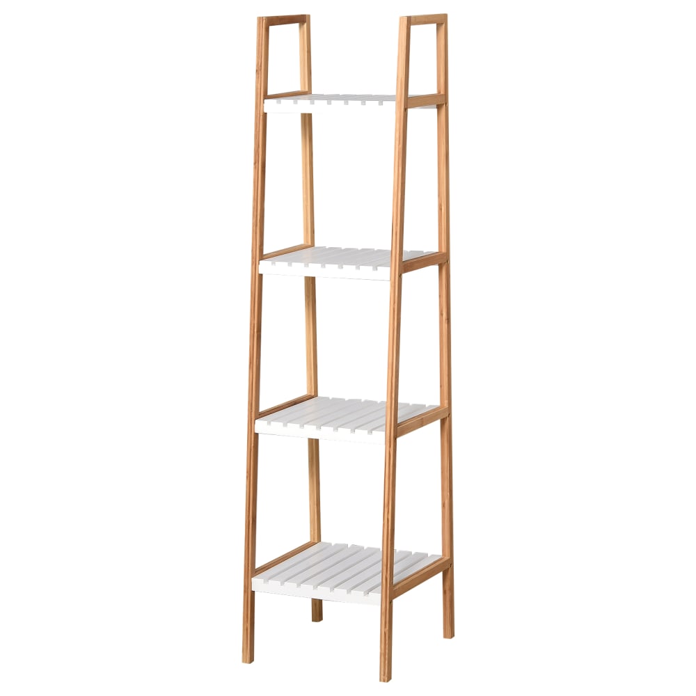 Étagère à Roulettes 4 Niveaux En Bois - 97x35x31 Cm - Pour Salle De Bain, Cuisine, Salon