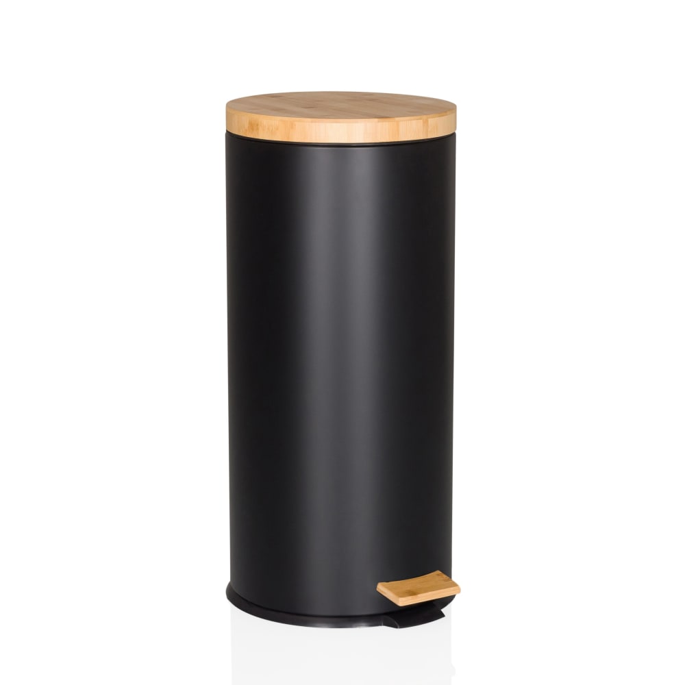 Mülleimer aus Metall, Schwarz matt Clean bamboo