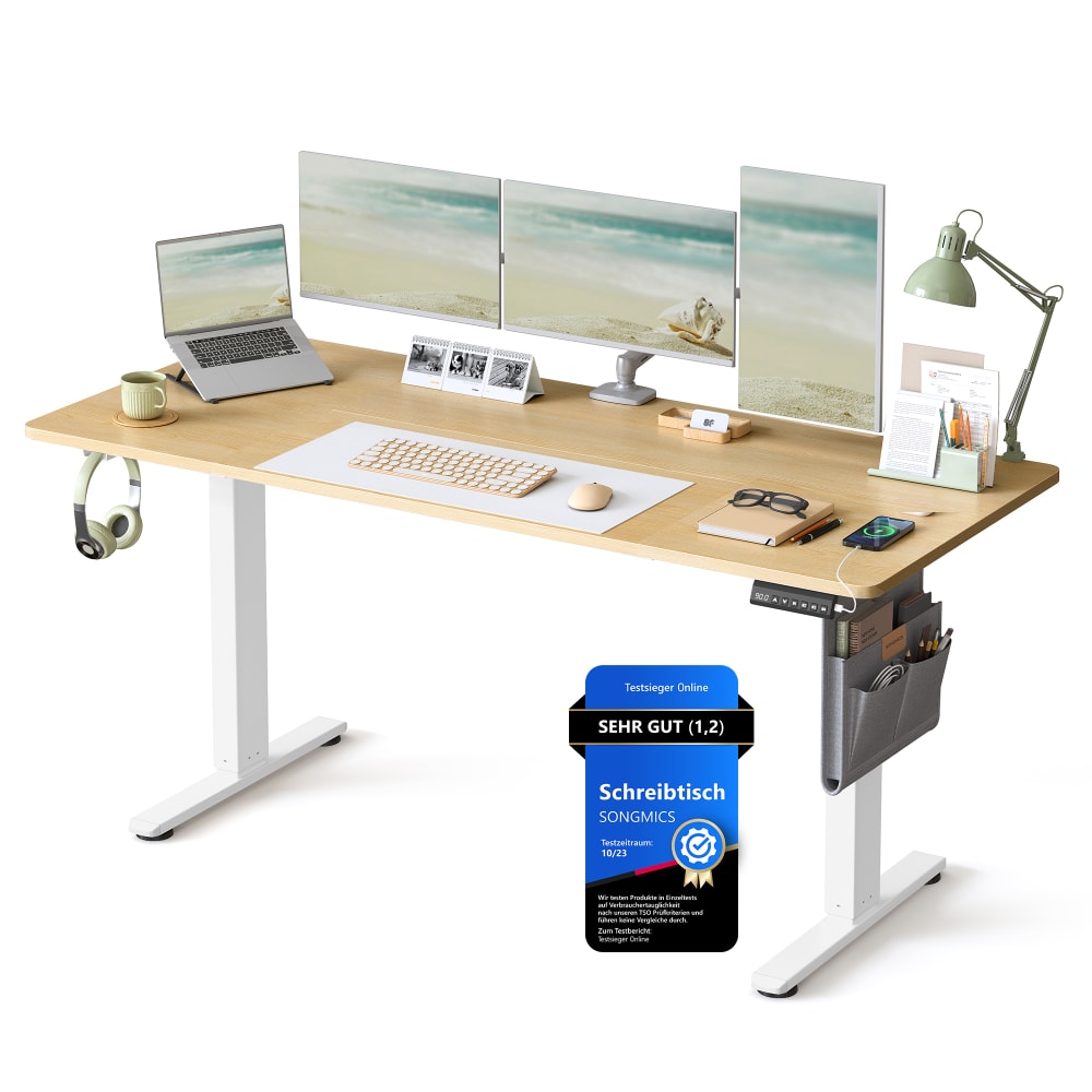 Bureau électrique Réglable En Hauteur 120x60 Cm - Blanc, Avec USB, Crochet Et Mémoire, Parfait Pour Télétravail Et Gaming - 2