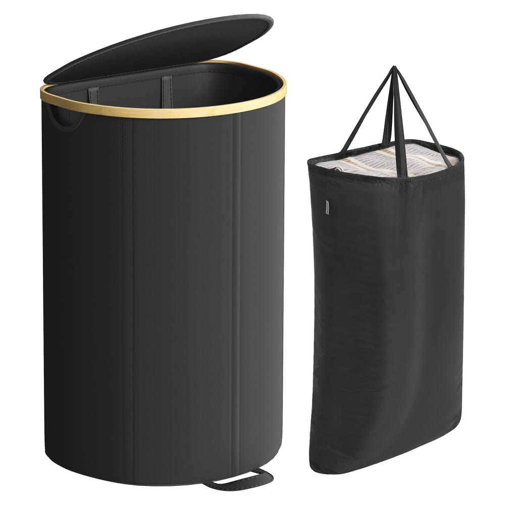 Panier à linge double 147 L avec couvercle et sac intérieur amovible
