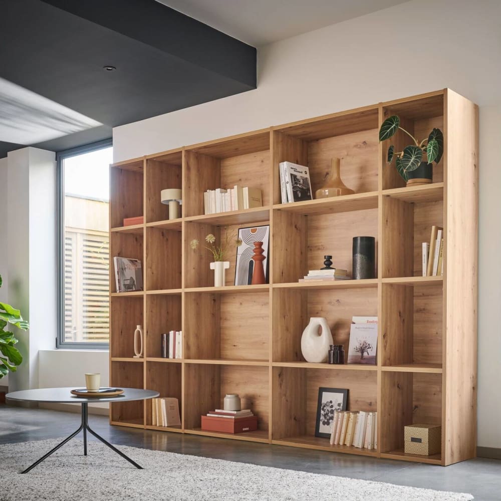 Étagère De Rangement Bois Lacusmall 2 Niveaux - Bibliothèque Multifonction Bureau Maison