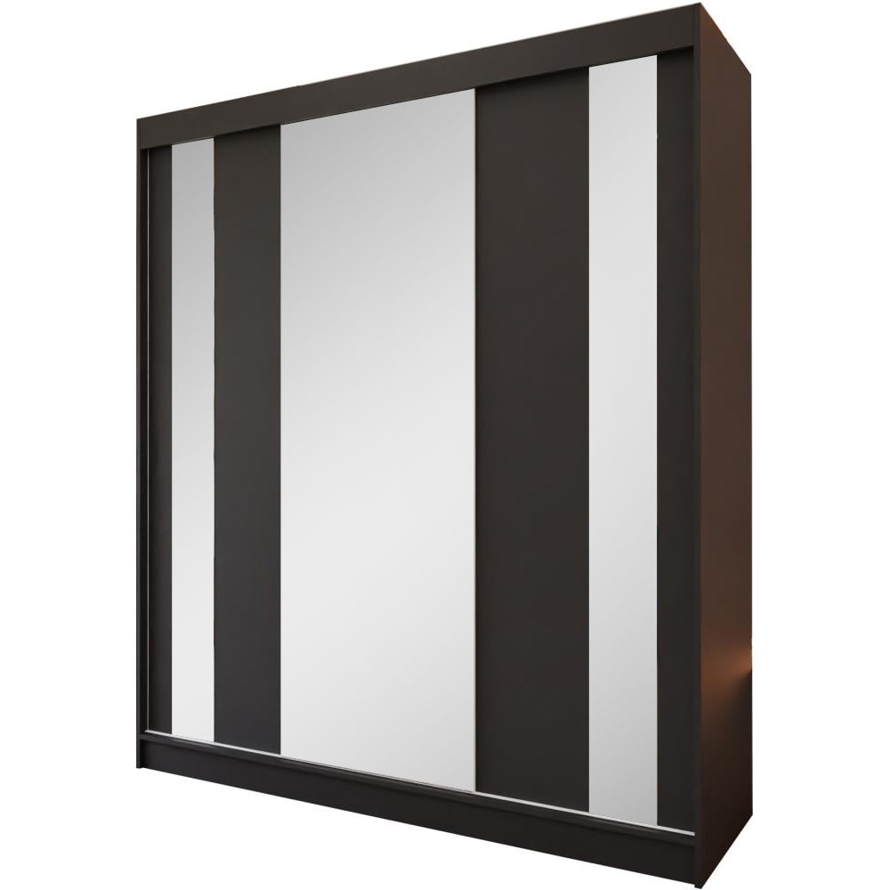 Kleiderschrank mit Spiegel und Schubladeneinsätze, 180x216, schwarz Gaja