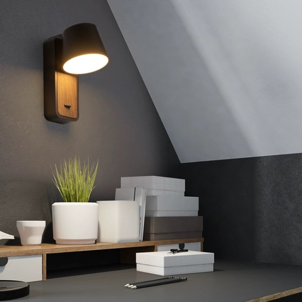 Applique Murale LED Berna 6W – Orientable, CCT 3000K-6000K, USB-C/A, Support 14cm Aluminium