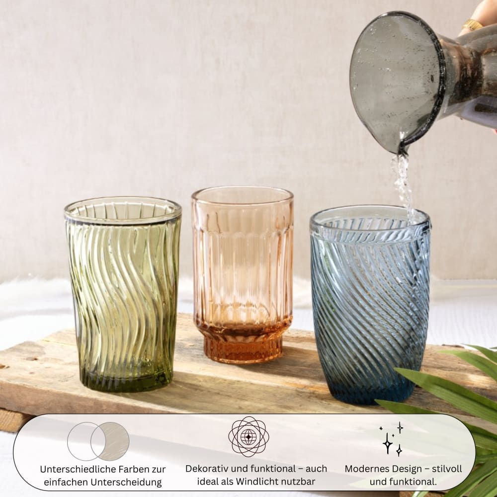 6er Set Trinkgläser aus Glas, mehrfarbig Faro