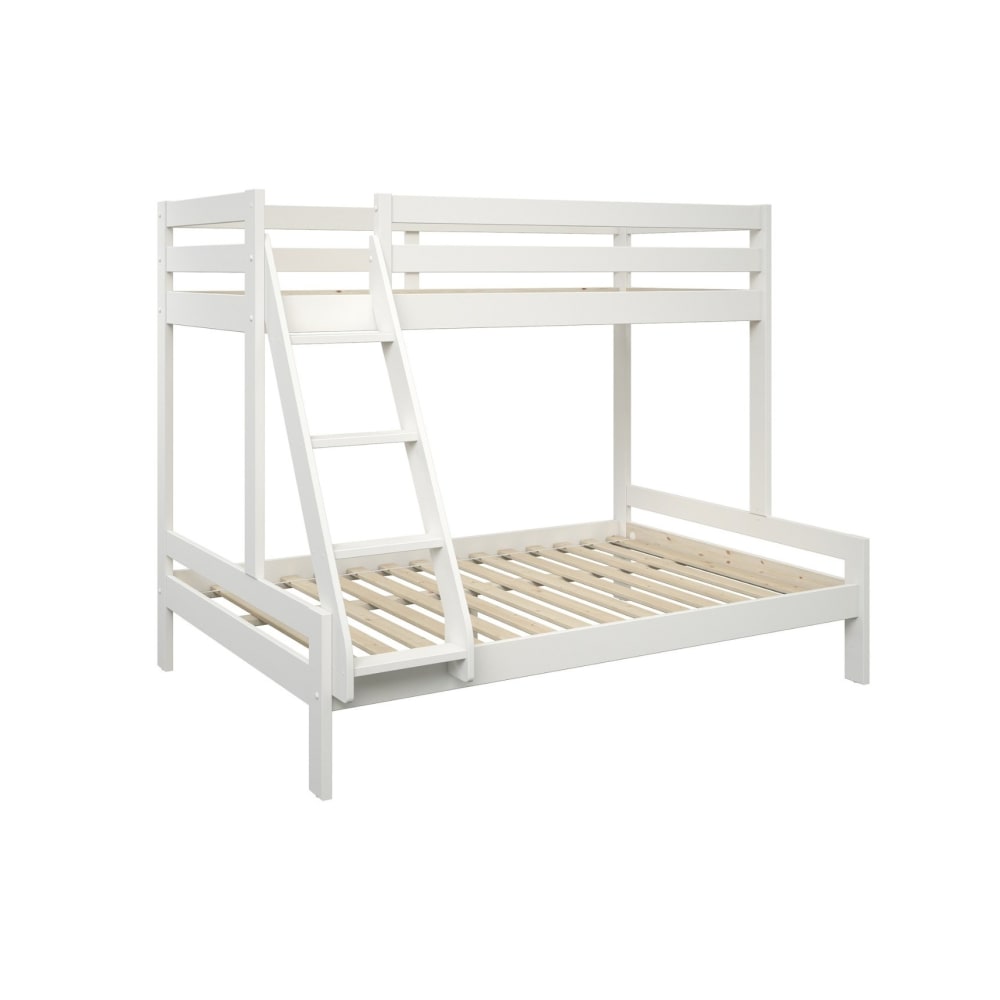 IDIMEX Lot De 2 Lits Superposables Ronny 90x200 Cm En Pin Massif Lasure Blanc - Couchage Supplémentaire Pratique