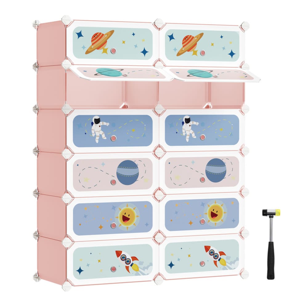 Cajonera Infantil De 4 Compartimentos Well Home - Estructura Metal Rosa, Con 4 Cajas De Tela, Para Ordenar Juguetes Y Ropa