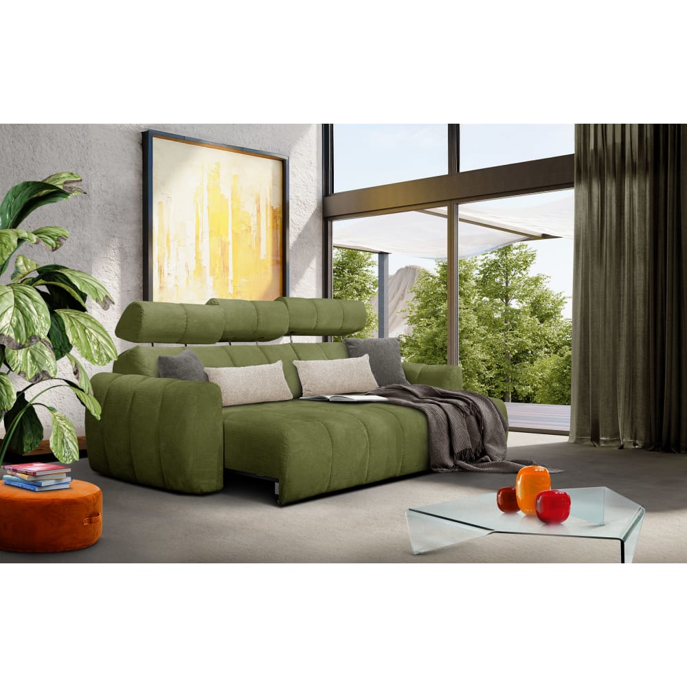 canape assise coulissante vert dans un salon moderne