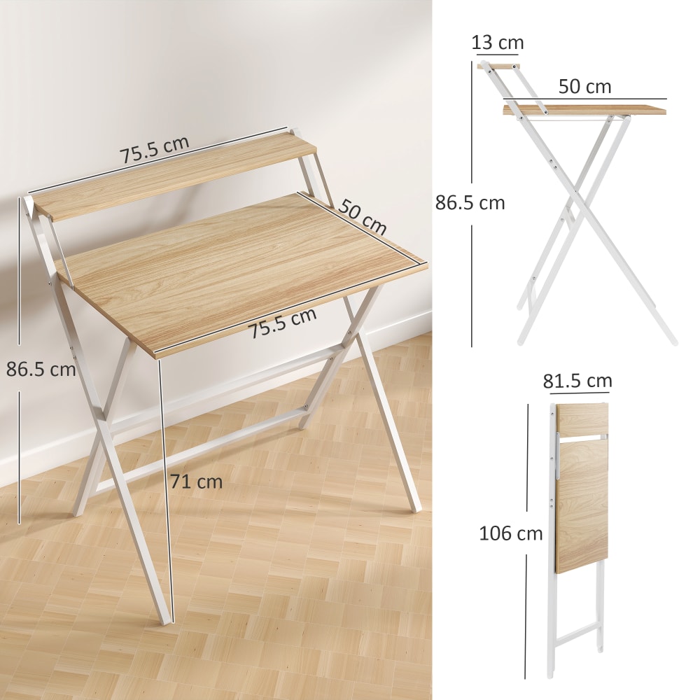JUMMICO Scrivania Pieghevole 2 Livelli Con Supporto Monitor | Tavolo Ultraterreno 80x12 Cm | Facile Montaggio E Stabilità Rinforzata