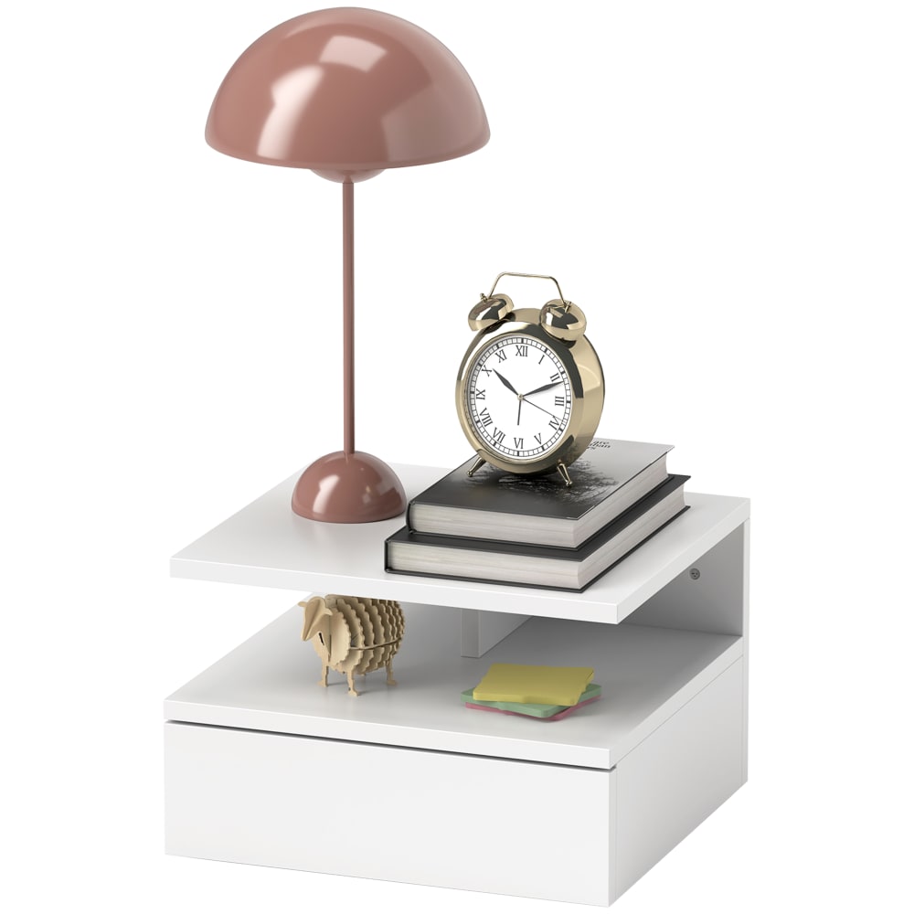 Relaxdays Comodino Sospeso Con Cassetto In Bambù E MDF – Mensola Da Parete Design Scandinavo 60x24x8 Cm, Salvaspazio Per Camera E Salotto