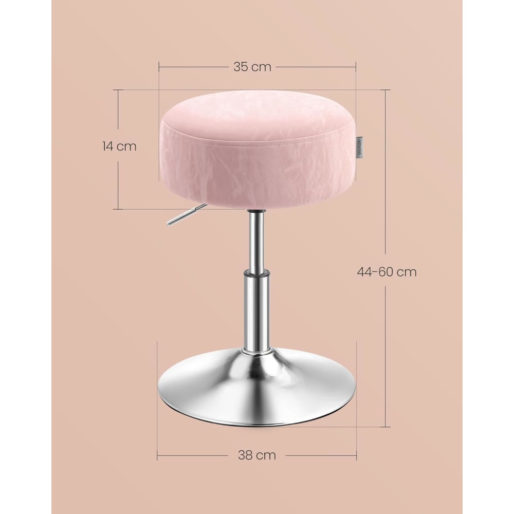 RunLexi Sgabello da bagno con contenitore, girevole a 360° per il trucco con vassoio rimovibile, sedia da bagno in pelle PU, regolabile in altezza, pouf rotondo per soggiorno, camera da letto, rosa