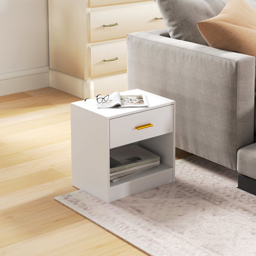 HOMCOM Ensemble de 2 tables de chevet avec tiroir et étagère | Home