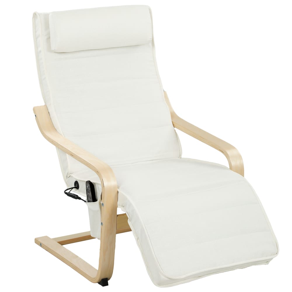 Fauteuil Relax électrique Massant Et Chauffant HOMCOM - Inclinaison Manuelle 135°, 9 Programmes Massage, Tissu Lin Beige - Pour Salon, Charge Max 150 Kg