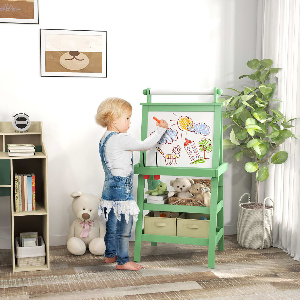 Table Multifonction Créativité Table Enfant Avec Chaise & Tableau Double Face – Bureau Dessin Bois Naturel, Rouleau Papier, Craies, Peinture, Rangement Pratique Table Multifonction Créativité Table Enfant Avec Chaise & Tableau Double Face – Bureau Dessin Bois Naturel, Rouleau Papier, Craies, Peinture, Rangement Pratique
