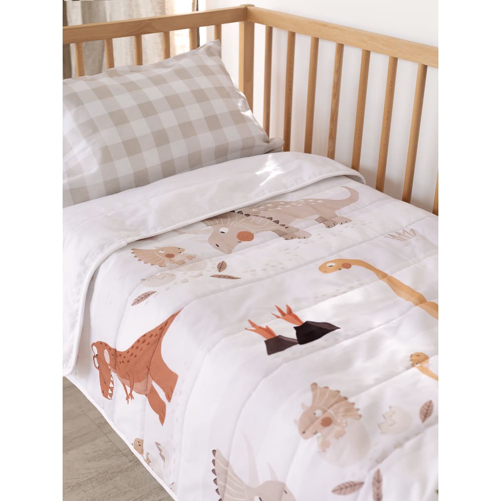 Tagesdecke aus 100 % Baumwolle 100x130 cm (Kinderbett) Mehrfarbig Dino family
