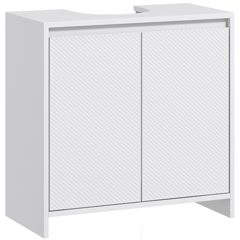 Mobile Sotto Lavabo Bakaji Bianco Con Doppia Anta E 2 Ripiani – Legno MDF Antigraffio, Chiusura Magnetica, Dimensioni 60x30x60 Cm, Elegante E Funzionale