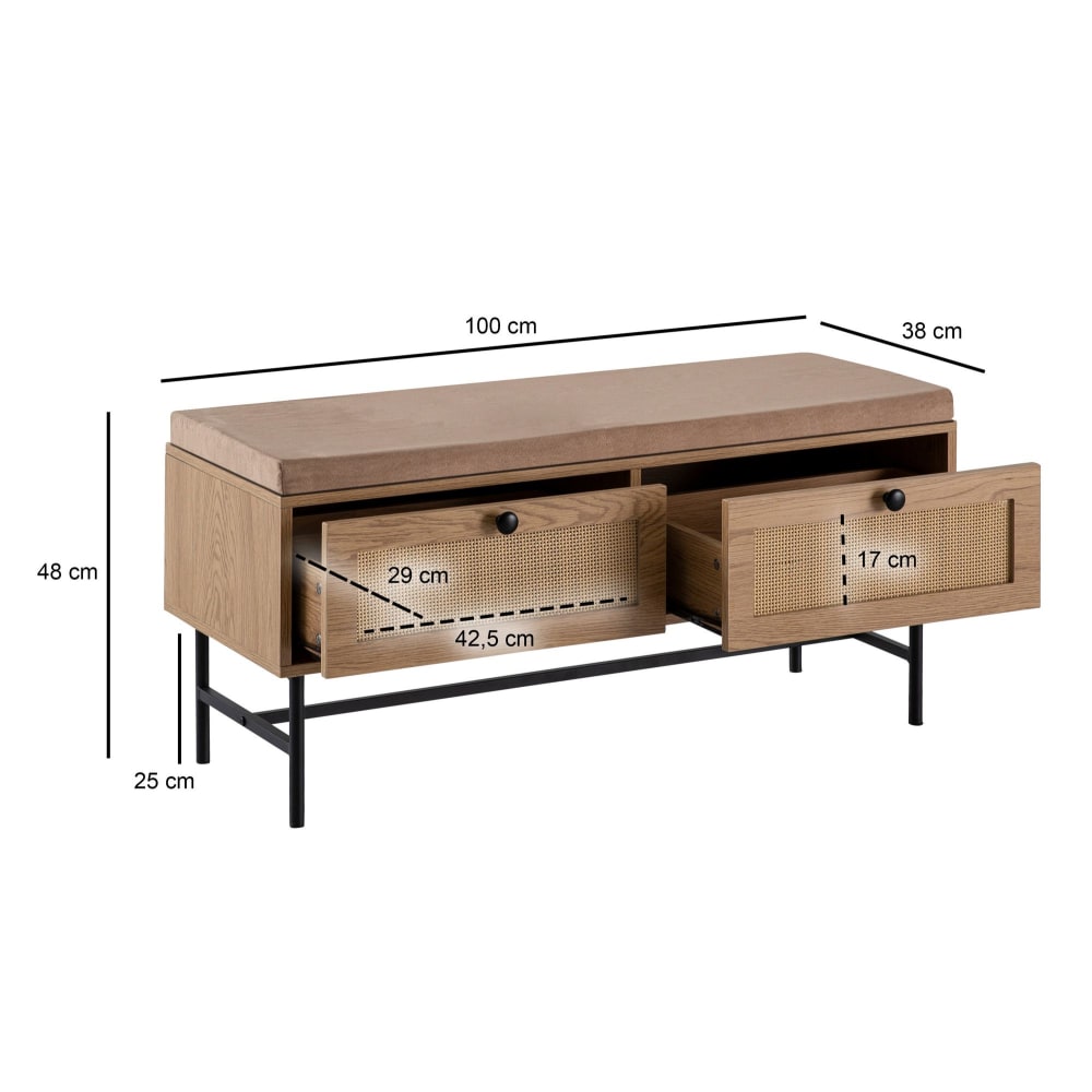 Schuhbank aus Spanplatte, 100 cm braun