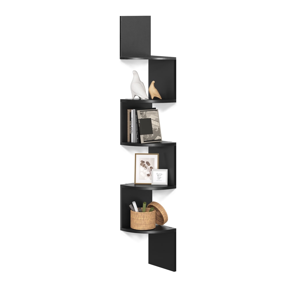 Set 4 Ripiani In Legno Multistrato Nero 40x30x1,5 Cm – Mensole A Muro Per Ingresso, Libreria E Parete