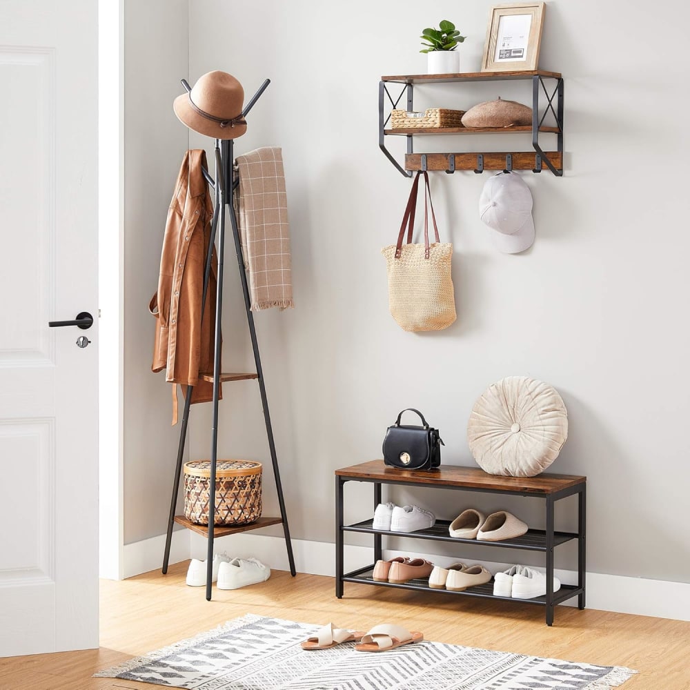 CalleaDesign Appendiabiti Foot – 4 Elementi Modulari, Colore Terracotta, Con Tasselli E Biadesivo