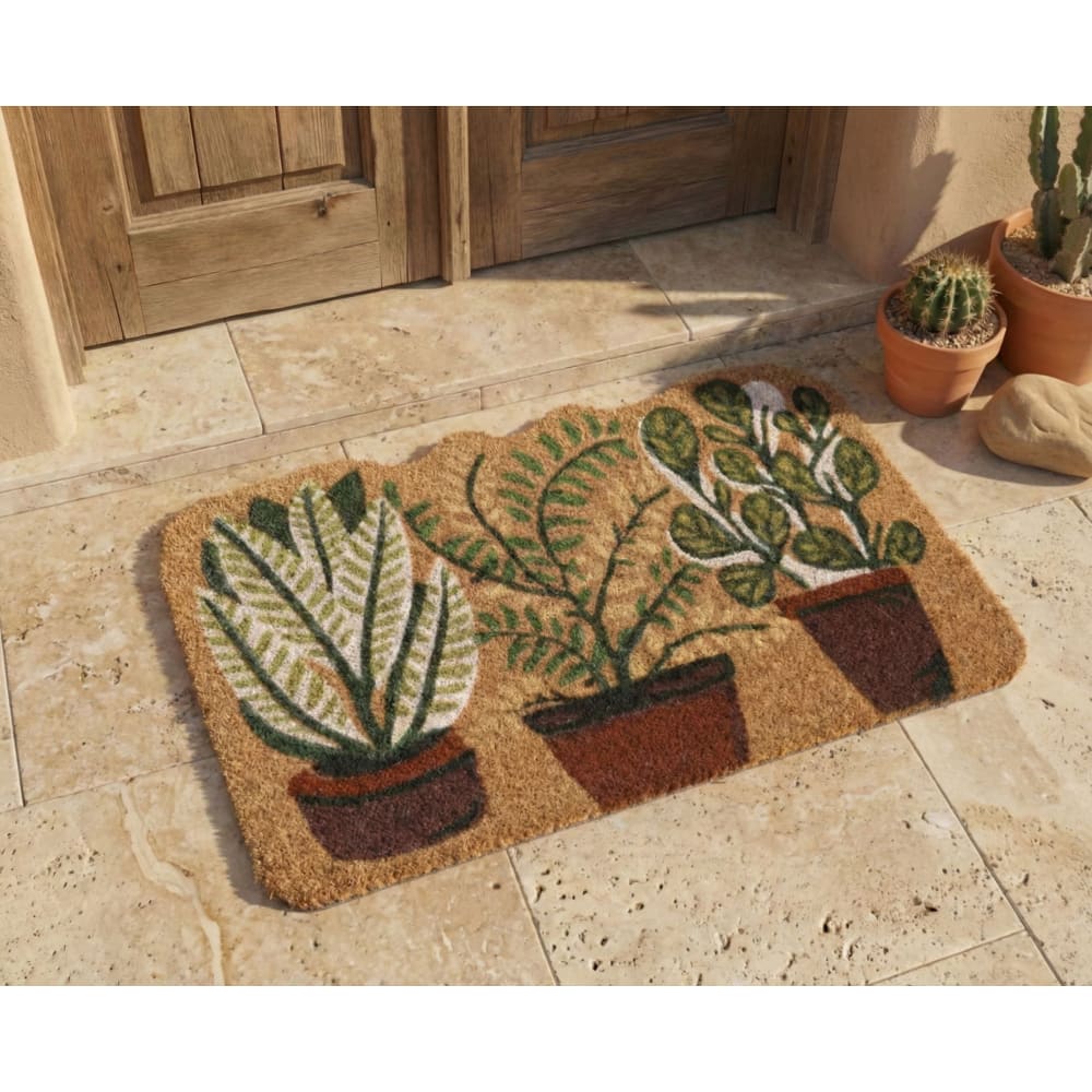 Relaxdays Zerbino in Fibra di Cocco, 60x40 cm, Floreale, Tappetino Antiscivolo da Ingresso, Esterno e Interno, Colorato