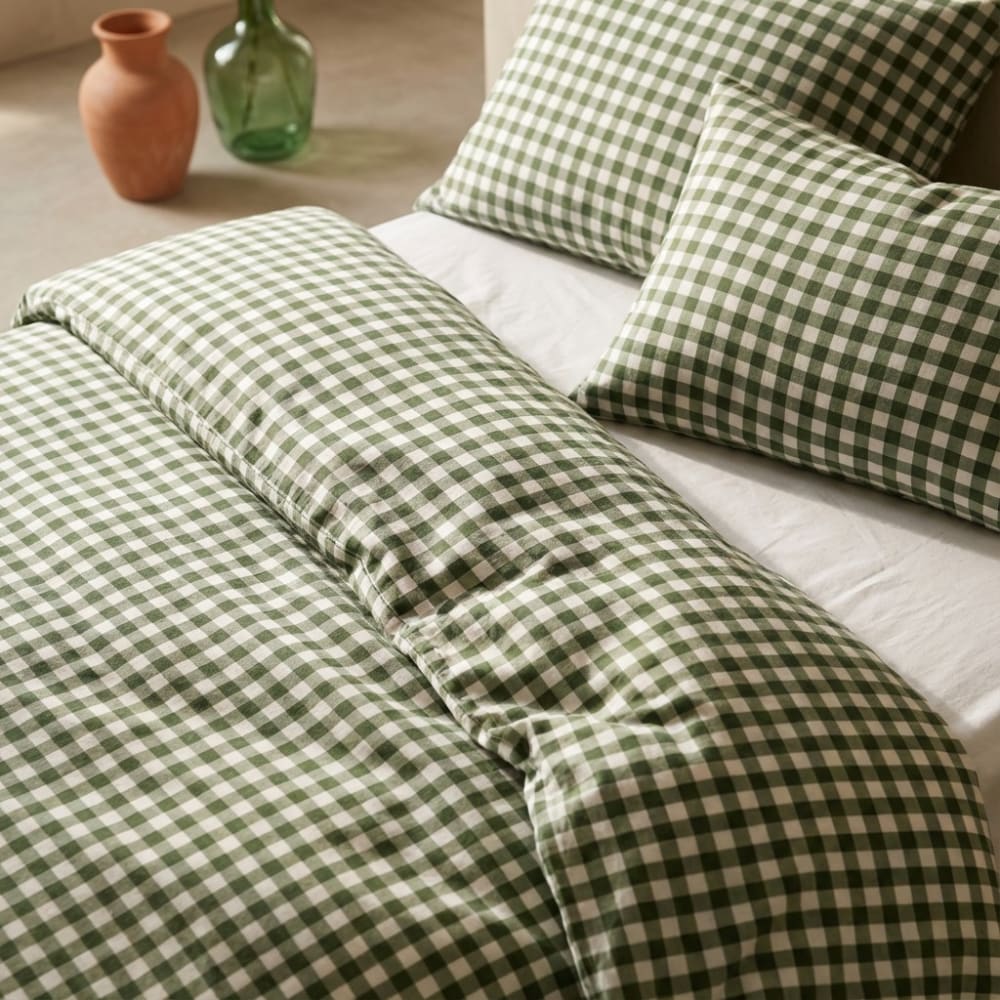 Lekesky Set copripiumino king size con stampa di foglie d'acero verde (1 copripiumino, 2 federe), copripiumino king size in microfibra 230 x 220 cm