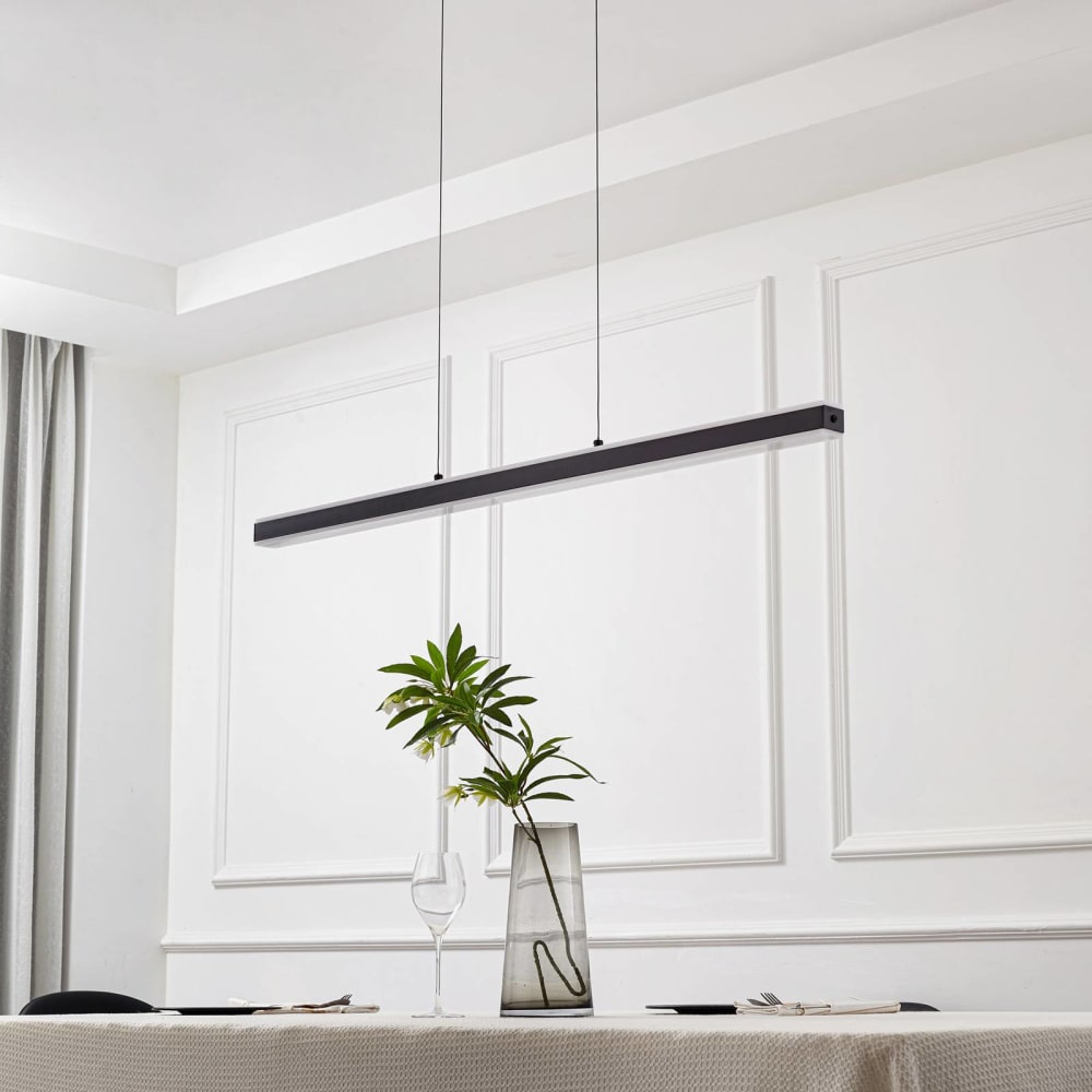 Lámpara De Techo Colgante Lacky 3xE27 Acabado Metal Negro Y Madera Estilo Nórdico