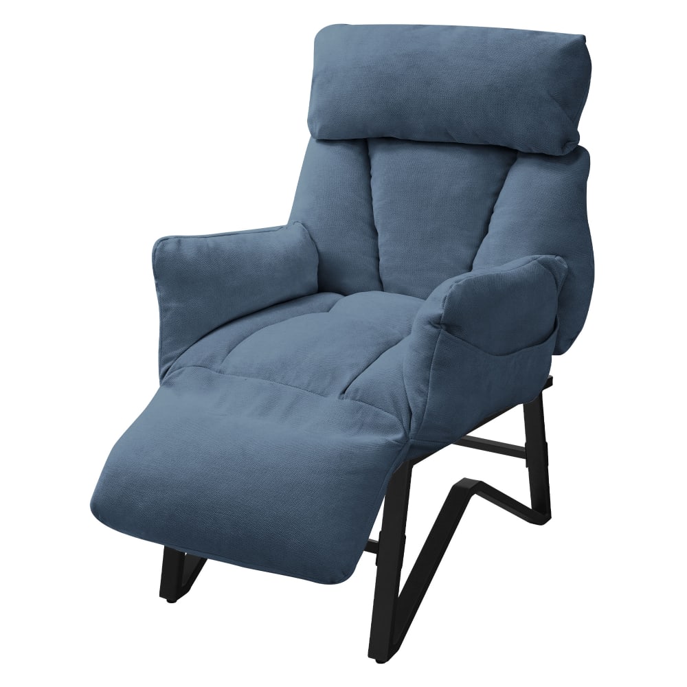 Tidyard Poltrona Relax In Velluto Blu Con Poggiapiedi E Braccioli – Design Moderno Per Camera Da Letto, Salotto O TV