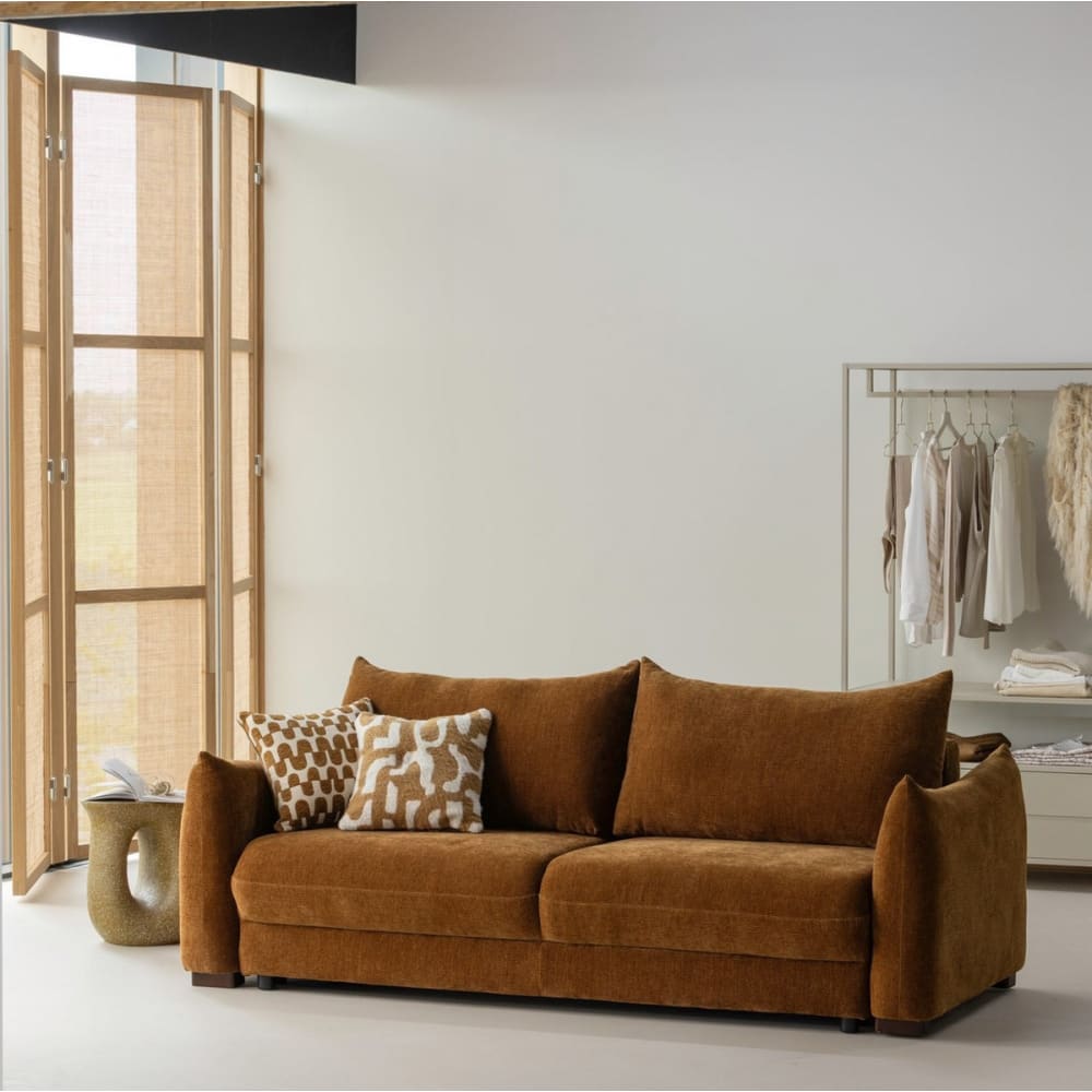 Bequemes 3-Sitzer Schlafsofa Jonne aus Chenille L233 cm Jonne