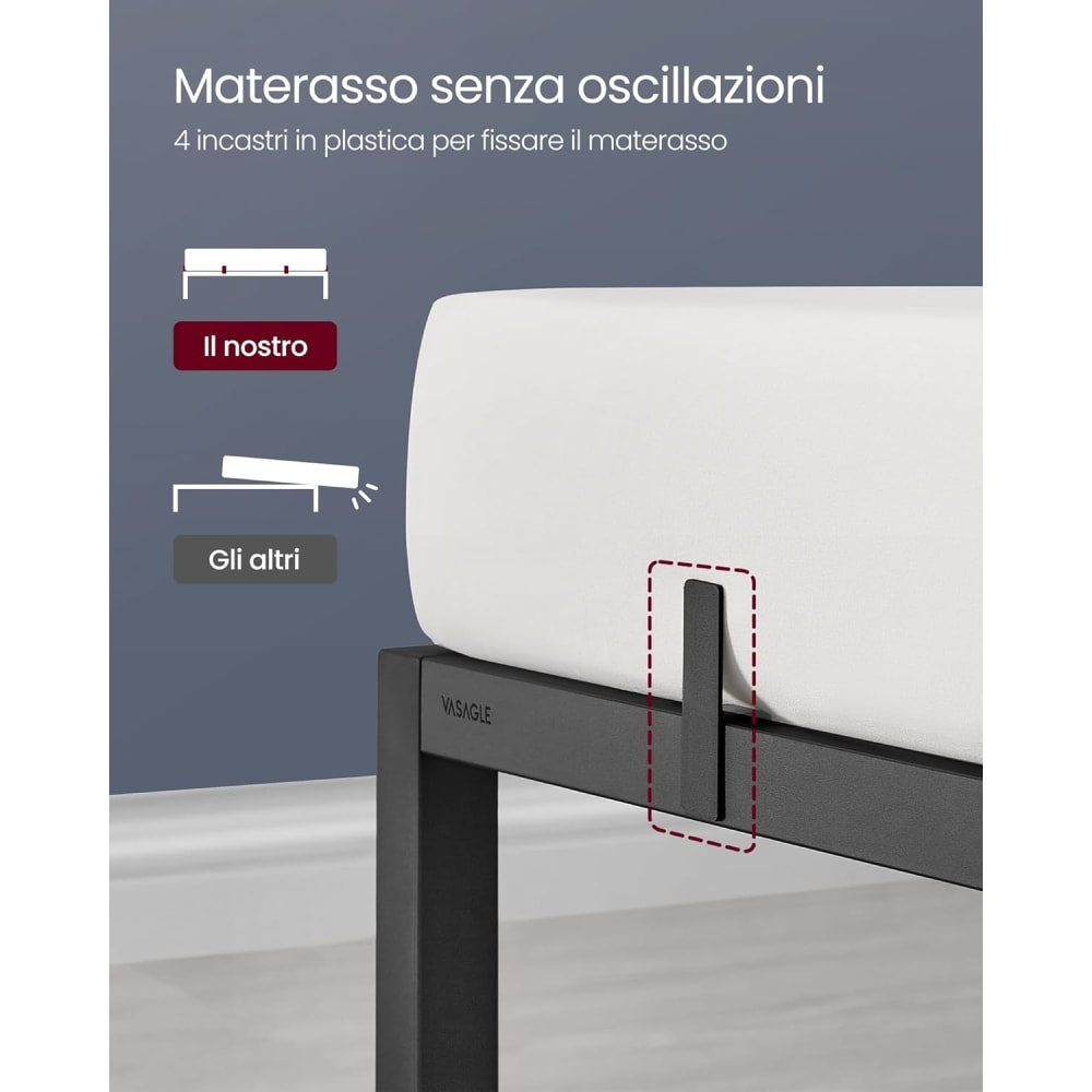 Letto In Metallo Per Ragazzi, Letto Matrimoniale 140 X 200 Cm Con Testiera Contenitore E Rete A Doghe In Metallo 88943070