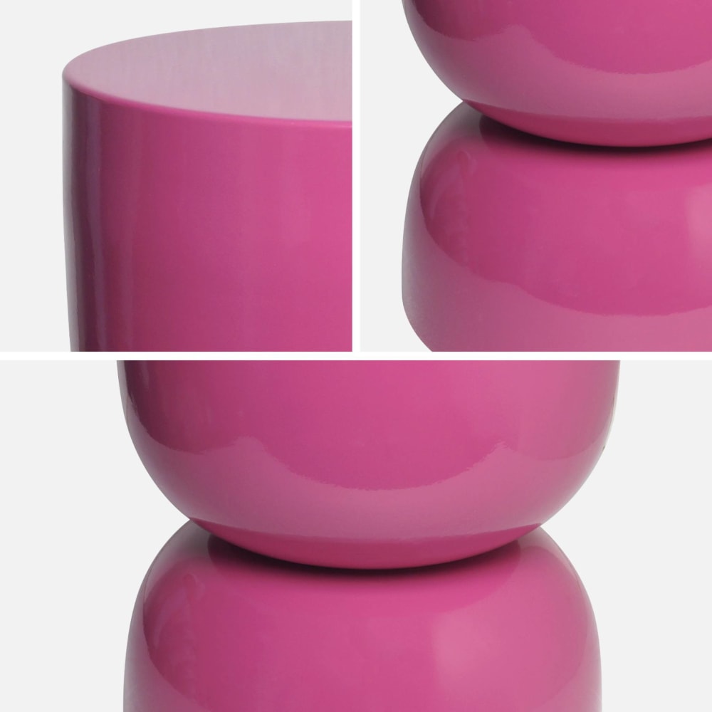 Beistelltisch aus rosa Metall mit Glanzeffekt Ø32 cm Madi
