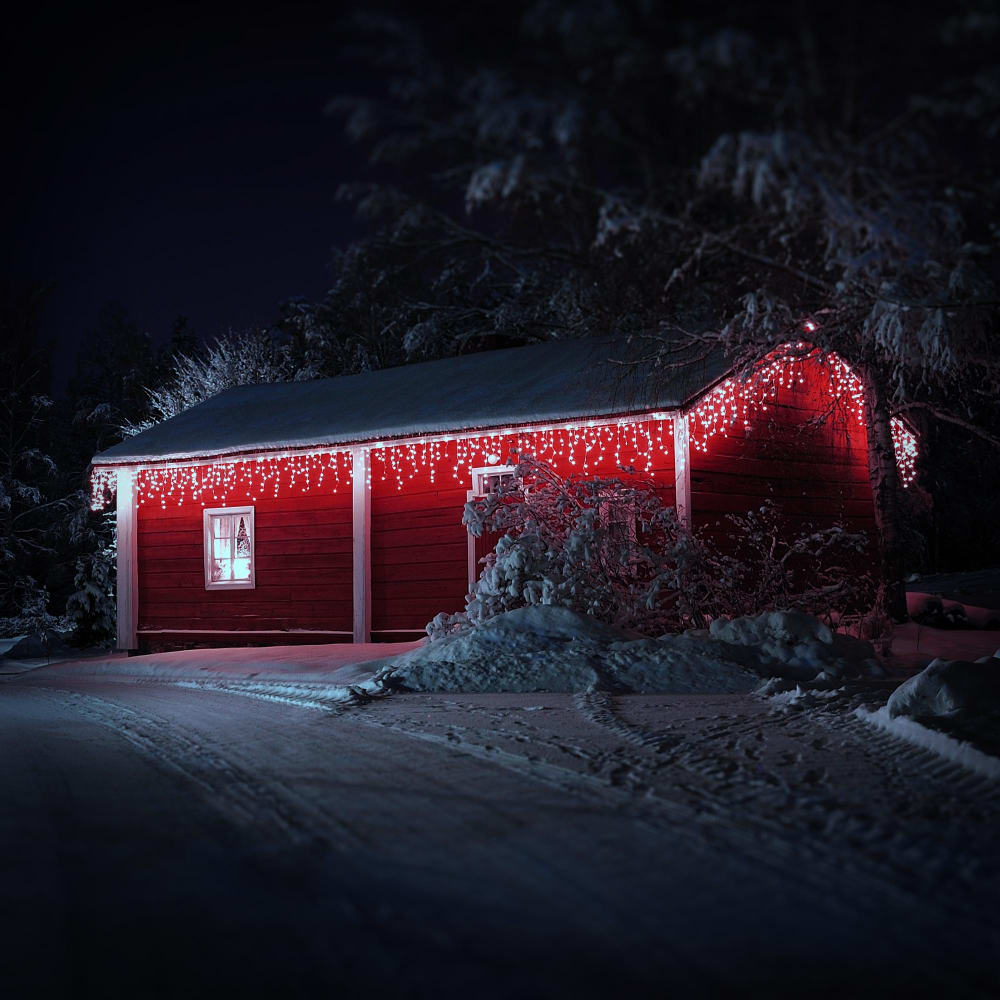 LED Lichtervorhang Weihnachten 12m 360LED Kaltweiß IP44 Innen/Außen
